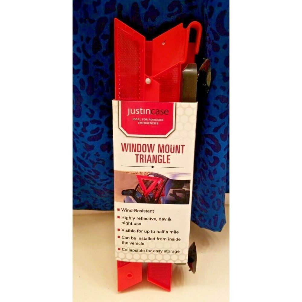 Just In Case Window Mount Reflective Safety‎ Triangle For Roadside Orange NEW
